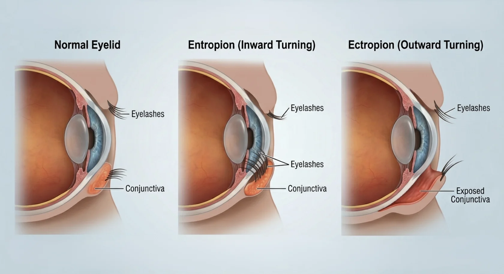 Difference between Entropion and Ectropion